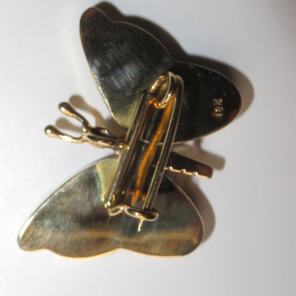 Lapis In 18K Yellow Gold Butterfly Brooch/Pendant - Picture 5 of 12